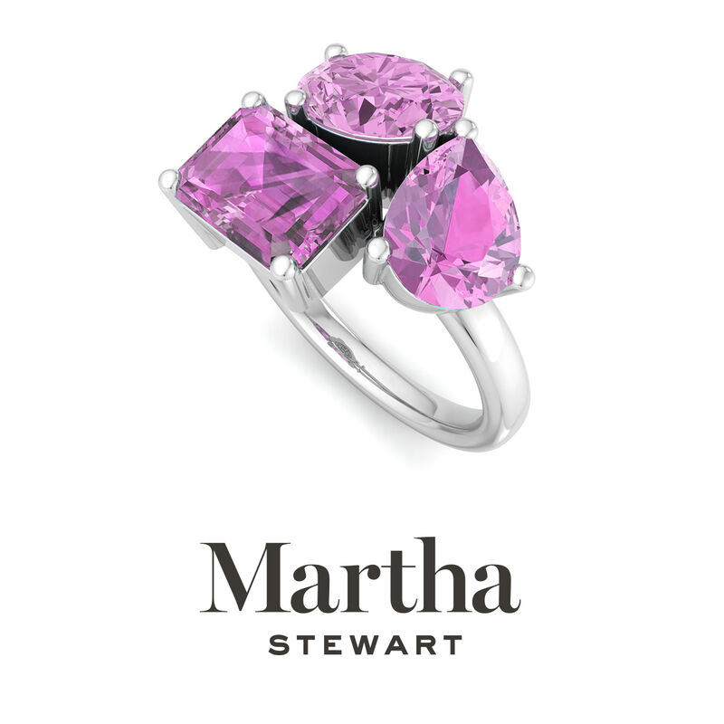 Martha Stewart 3 3/4ctw. Pink Sapphire Three Stone Cluster Ring In Sterling Silver image number null